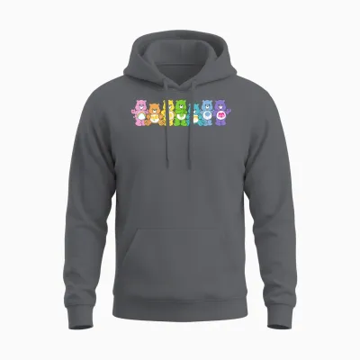 Care Bears Rainbow Kingdom Original Bears Line Up Unisex Hoodie - Charcoal