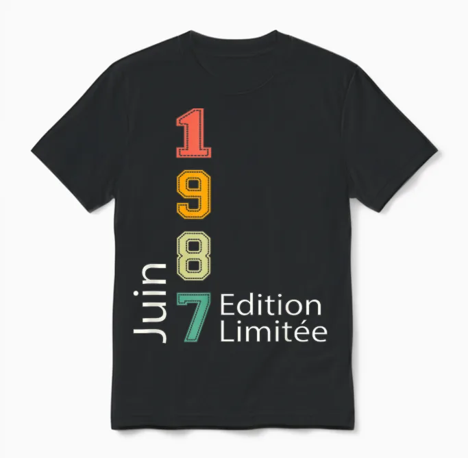 Née En Juin 1987 édition Limitée Anniversaire Juin 1987 Unisex T-Shirt in Black
