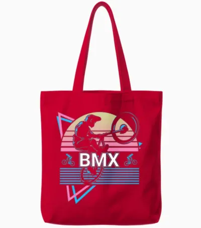 Bmx Biker Biking Retro Tote Bags - Red