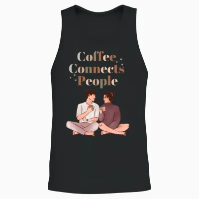 Coffee Connects People on Valentines Day Unisex Tank Top - Black
