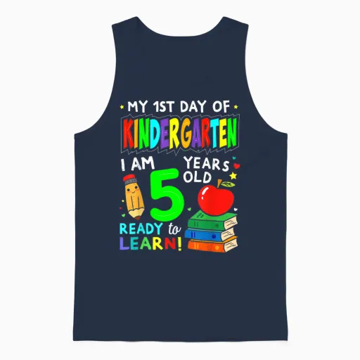 My First Day of Kindergarten 1st Day of School Boys Girls Unisex Tank Top in Navy