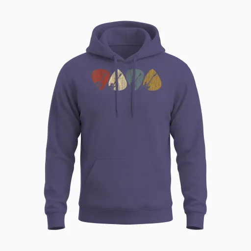 Guitarist, Musician Guitar Pick T-Shirt - Unisex-Adults - Black - Small - Short Sleeve - Crew Collar - Modern - Retro - Vintage Design Unisex Hoodie - Heather Sport Dark Navy