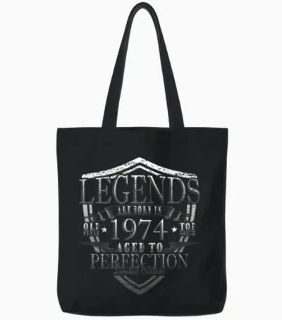 Legend 1974 Birthday Year of Birth 1974 Men Tote Bags - Black