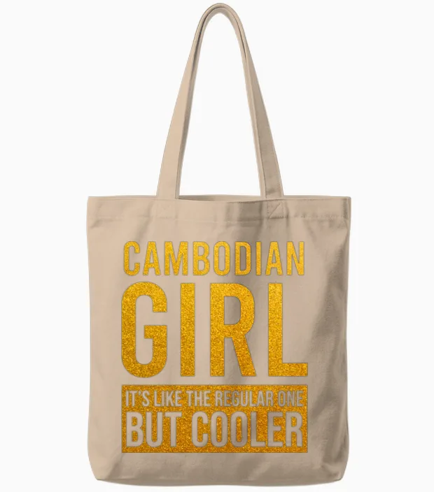 Cambodian Girl Funny Tote Bags in Natural