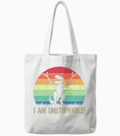 I'm Unstoppable T Rex with Trash Grabber Pickup Tote Bags - White
