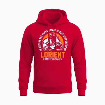 Lorient Foot Supporter - Football - Lorientais Humour T-Shirt, Black, S Unisex Hoodie - Red