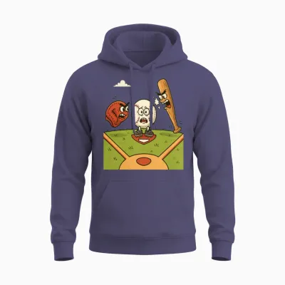 Funny Baseball Cartoon Unisex Hoodie - Heather Sport Dark Navy