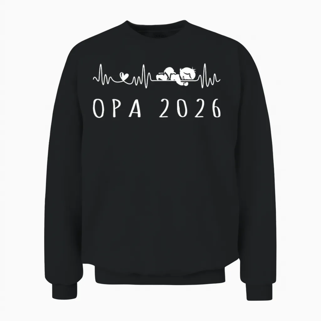 Opa 2026 Herzschlag Schwangerschaft Ankündigung Unisex Sweatshirt in Black
