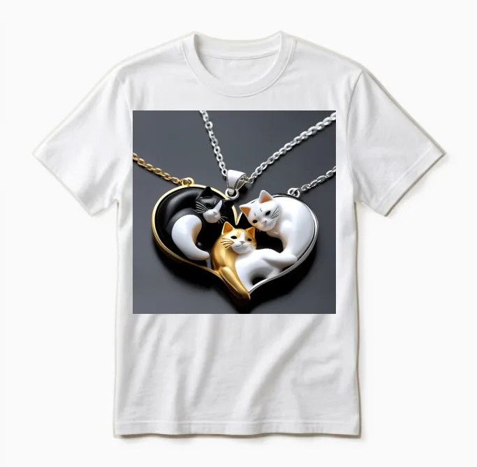Pendentif Chat En Argent Chat Unisex T-Shirt in White