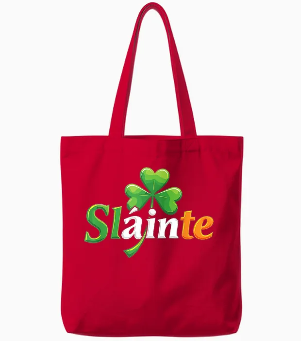 Slainte Irish Cheers Toast Patricks Day Tote Bags in Red