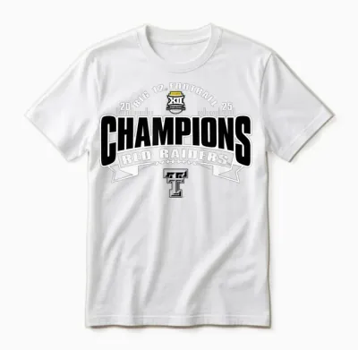 Texas Tech Red Raiders Big 12 Champs 2025 Football Unisex T-Shirt - White