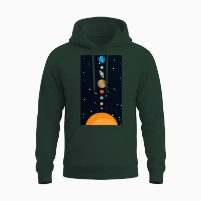 Cartoon Solar System Unisex Hoodie - Forest