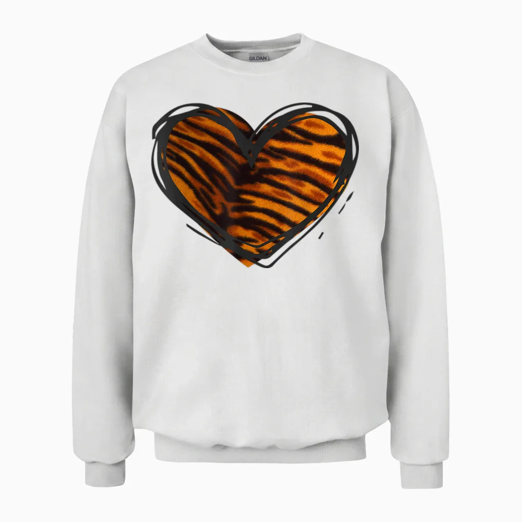 Herz-Tiger-Muster β I Love Tiger Unisex Sweatshirt in White