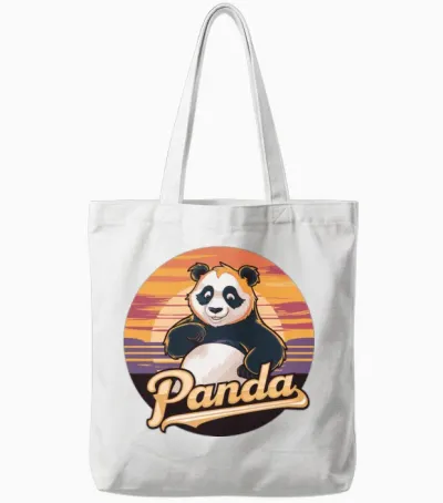 Funny Panda Retro Vintage Tote Bags - White