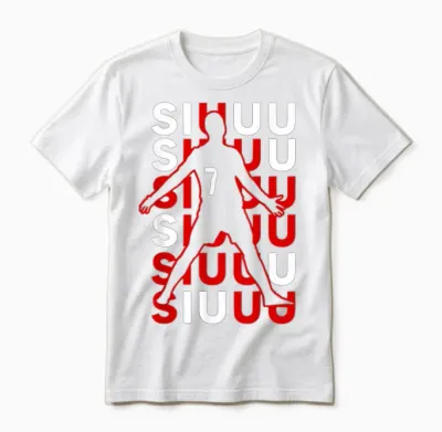 Siuuuu Funny Soccer Present for Soccer Lovers Fan Kid's Boys Unisex T-Shirt - White