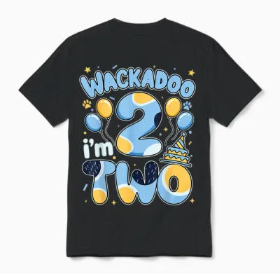 Wackadoo I'm Two 2nd Birthday Boy Toddler 2 Year Dog Lover Unisex T-Shirt - Black