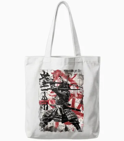 Vintage Samurai Mask Asia Japan Graffiti Tokyo Samurai T-Shirt, Black Tote Bags - White