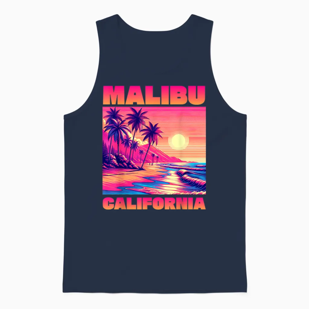 Malibu T-Shirt, Black, S Unisex Tank Top in Navy