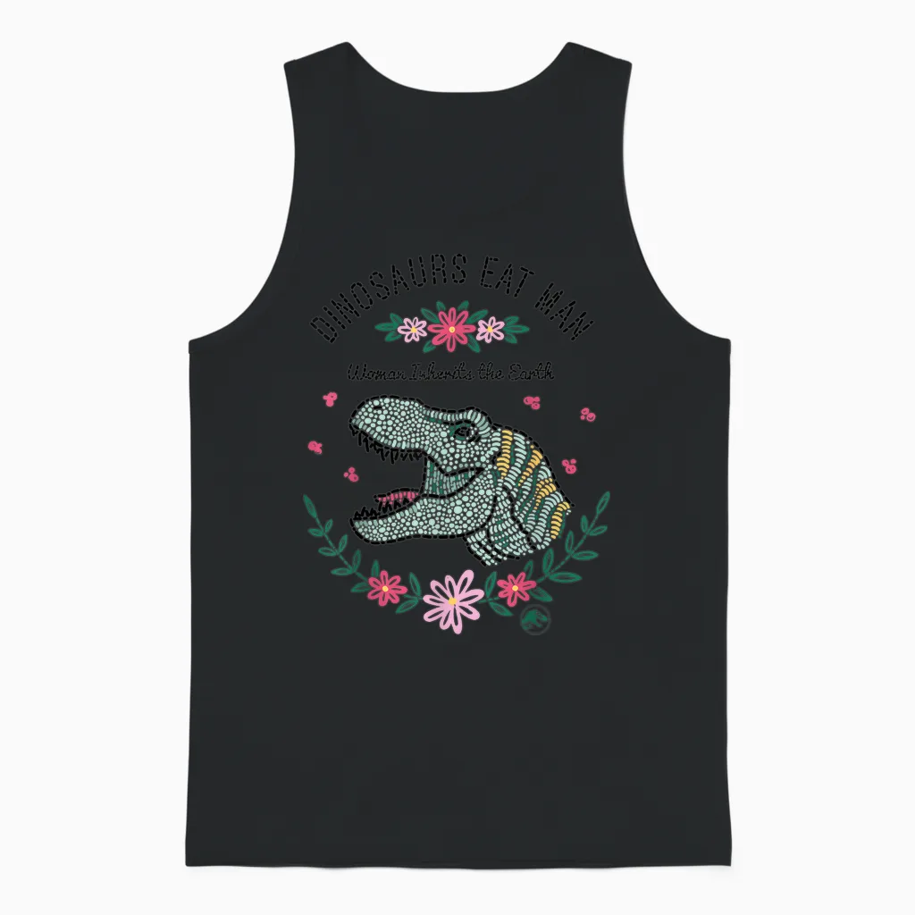 Jurassic Park Dinos Eat Man Women Inherit the Earth Unisex Tank Top in Black