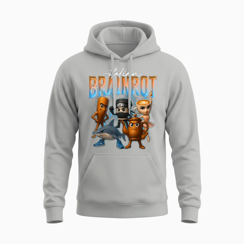 Tung Sahur Ballerina Cappuccino Assassino Tralalero Tralala Unisex Hoodie in Ash