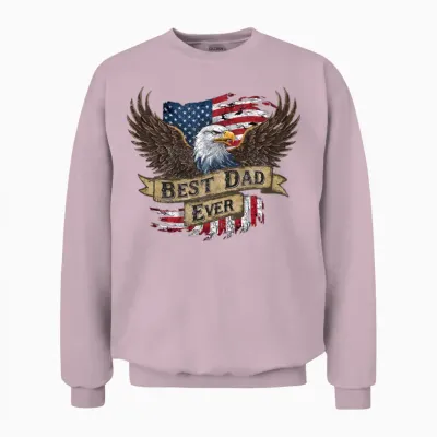 Father's Day Usa American Flag Best Dad Ever Unisex Sweatshirt - Light Pink