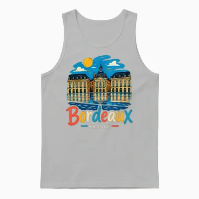 Cadeau Souvenir De Voyage Bordeaux France Dessiné à La Main T-Shirt Haut De Gamme Unisex Tank Top - Ash