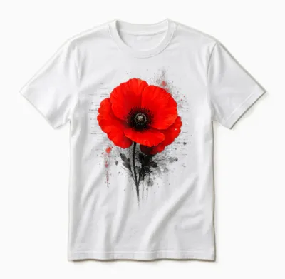 Coquelicot Rouge Texte Art Abstrait Graphique Unisex T-Shirt - White