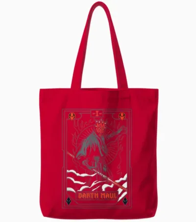 Star Wars the Phantom Menace Darth Maul Tarot Card Tote Bags - Red