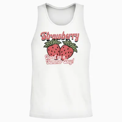 Sweet as a Summer Day for Lovers of Strawberries and Fruits Retro Unisex Tank Top - White