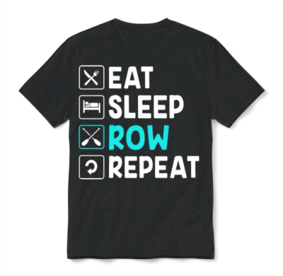 Rowing Crew Eat Sleep Row Repeat Unisex T-Shirt - Black