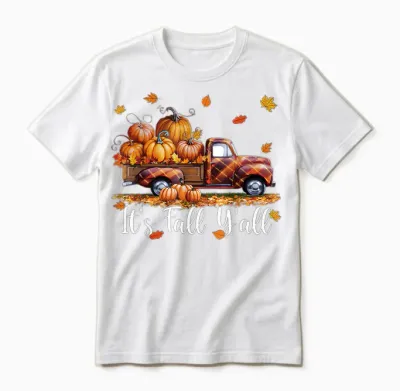 It's Fall Y'all Pumpkin Truck Autumn Tree Hello Fall Unisex T-Shirt - White