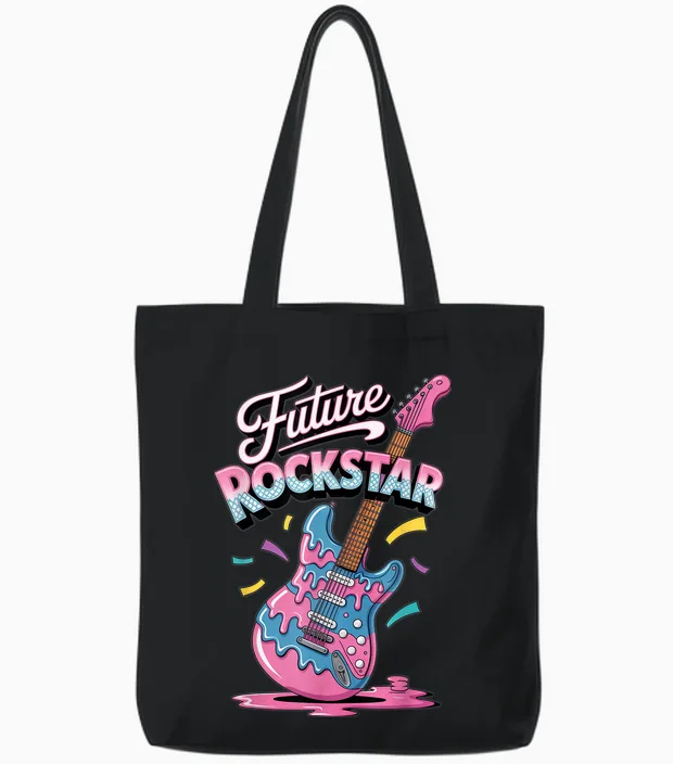 Boys Guitar Shirt Future Rockstar Outfit Toddler Girls Tote Bags in Black