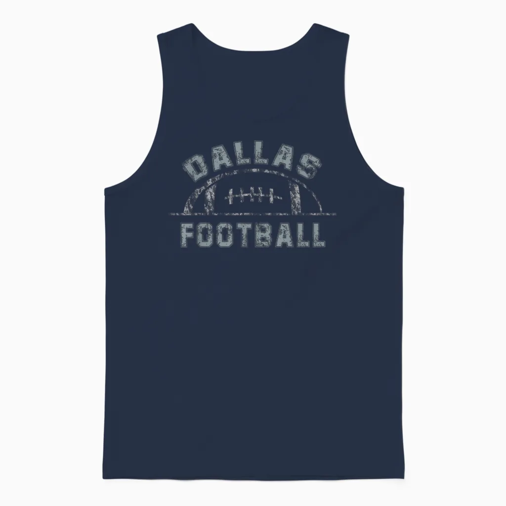 Dallas Football | End Zone Game Day Distressed Vintage Unisex Tank Top in Navy