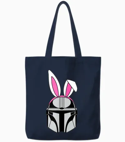 Amazon Essentials the Mandalorian Helmet Spring Easter Bunny Ears Tote Bags - Navy