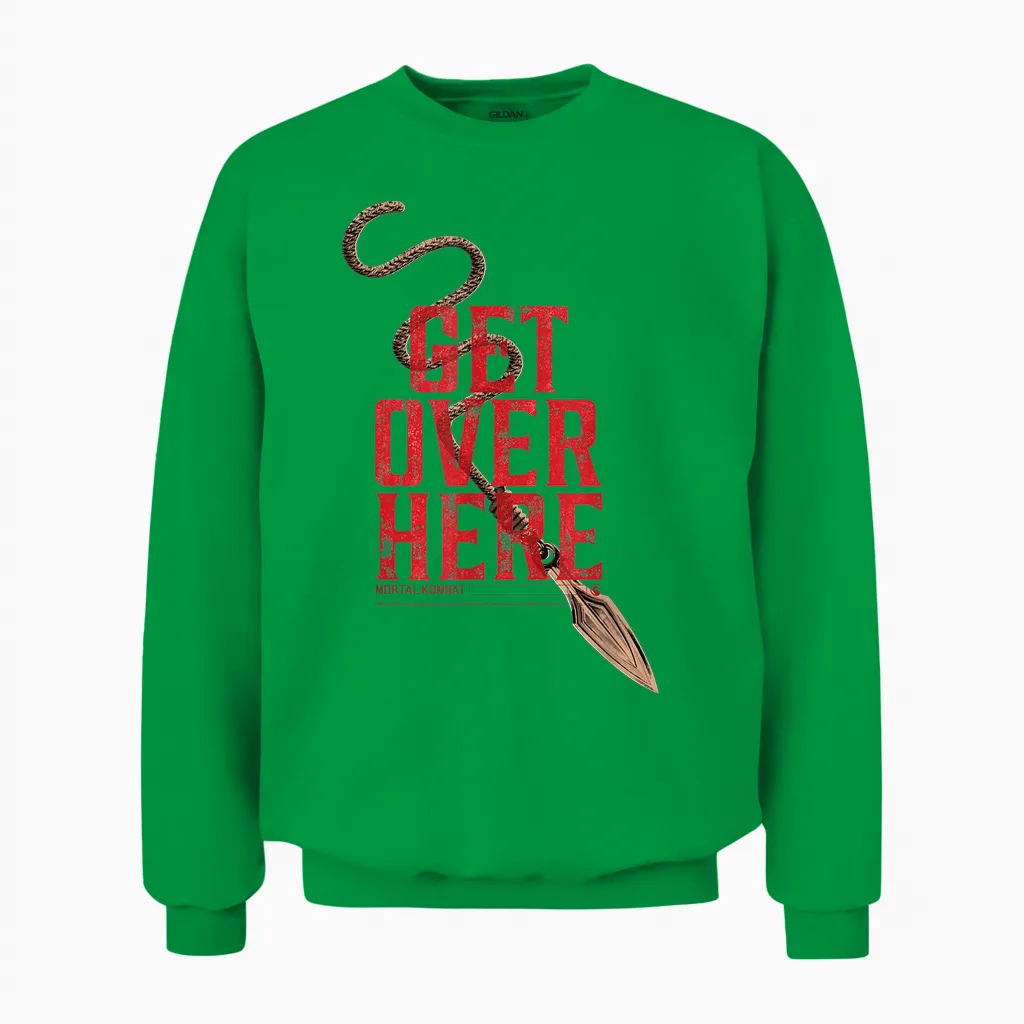 Get Over Here Mortal Combat Merch Unisex Sweatshirt in Irish Green
