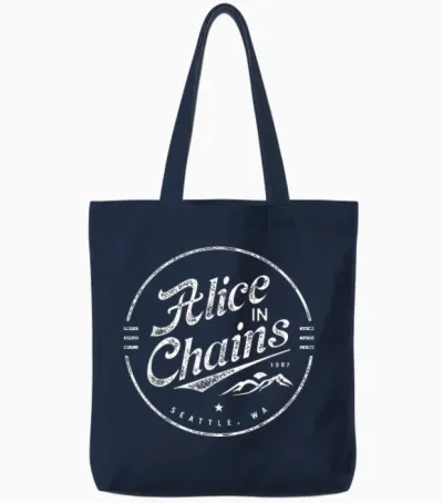 Alice Chained - Logo T-Shirt, Black, S Tote Bags - Navy