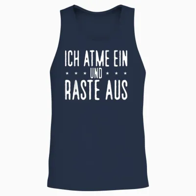 Ich Atme Ein Und Raste Aus Sarkasmus Lustiges Herren Unisex Tank Top - Navy