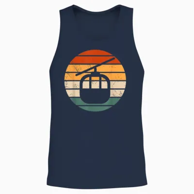 Retro Ski Lift Gondola Outfit Skiing Cable Car Mountain T-Shirt, Black Unisex Tank Top - Navy