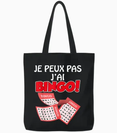 Je Peux Pas J'ai Bingo Humor Game Retired Colleague Family T-Shirt, Black, S Tote Bags - Black