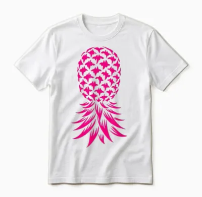 Rosa Umgedrehte Ananas Unisex T-Shirt - White