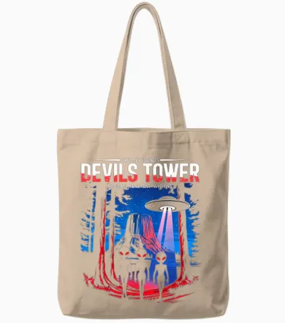 La Légende Des Visites Extraterrestres à Devils Tower Tote Bags - Natural
