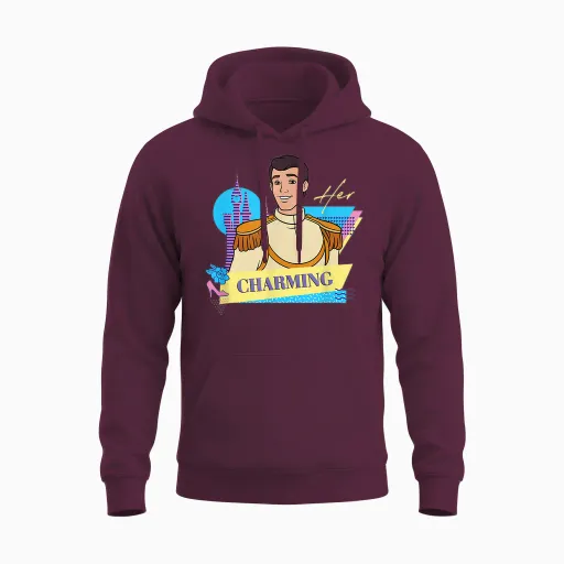 Disney Cinderella Retro Couples Matching Her Prince Charming T-Shirt, Black, S Unisex Hoodie - Maroon
