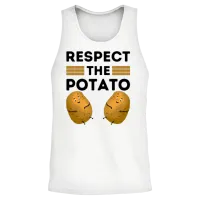 Respect the Potato Funny Is Potato Meme Potatoes Unisex Tank Top - White – 2