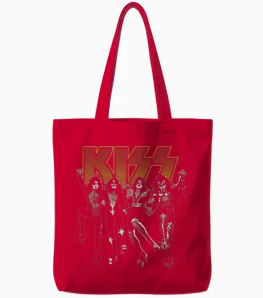 Kiss Unisex Adult Slim Fit Black Cartoon Tote Bags - Red
