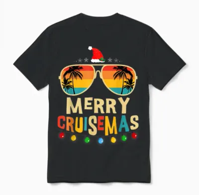 Merry Cruisemas 2025 Christmas Santa Reindeer Cruise Unisex T-Shirt - Black