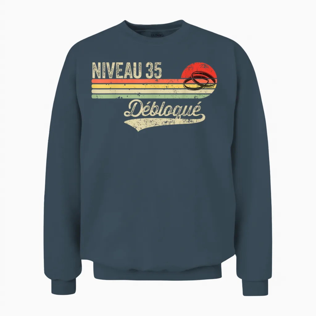 Funny Ruby Wedding Gift Idea - 35 Years of Wedding Unisex Sweatshirt in Dark Heather