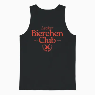 Lecker Bierchen Club Retro Team Malle Daydrinking Backprint Unisex Tank Top - Black