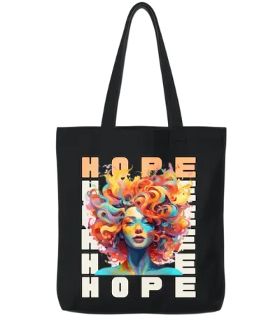 Glowing Women Head. Hope. Tote Bags - Black