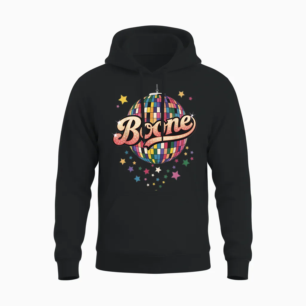 Girl Retro Boone First Name Personalized Heart Unisex Hoodie in Black