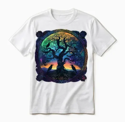 Hugin & Munin T-Shirt Raben Odins Wikinger Baum Des Lebens Unisex T-Shirt - White